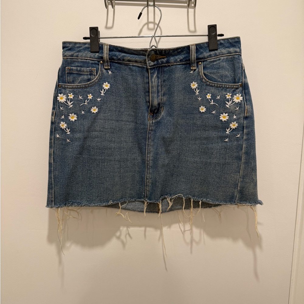 Embroidered Denim Skirt